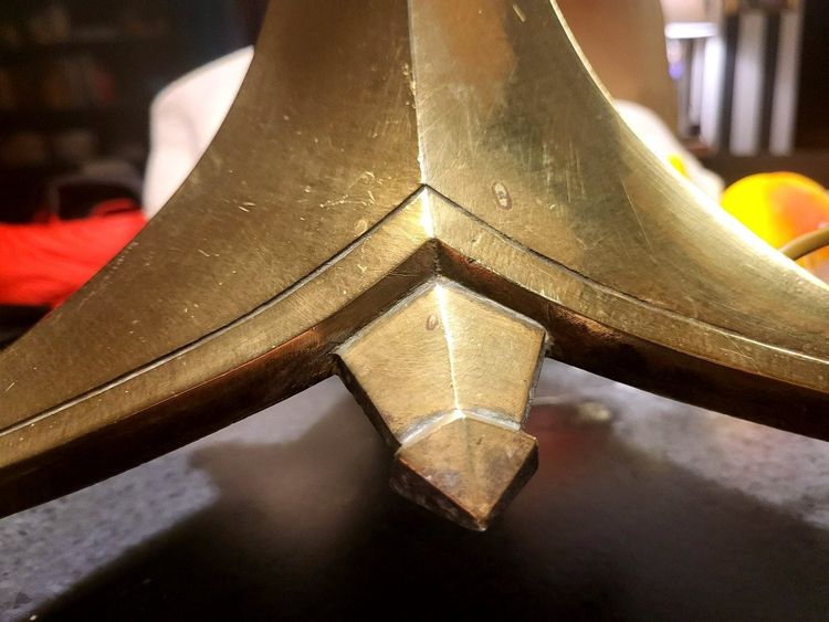 Grande Lampe Vitrail - Bronze Massif - XXème 