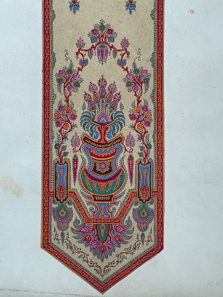 TEXTILE PROJECT for bell cords. Gouache. Early 20th century.
