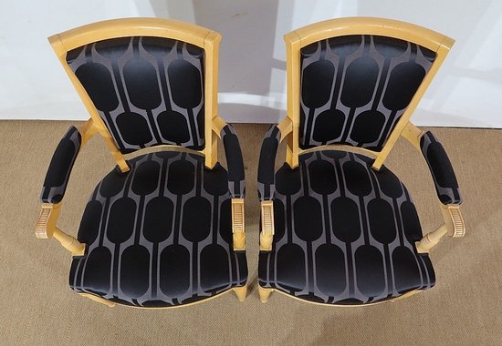  Paire de Fauteuils Modernisme en Sycomore massif, goût Directoire – 1940 