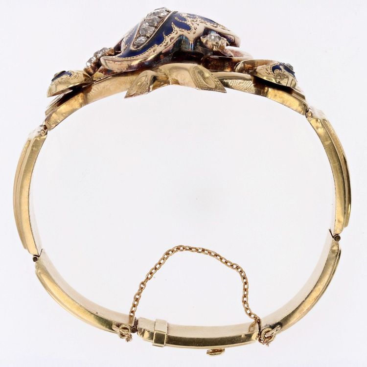 Bracelet Ancien Or Diamants émail Napoléon III