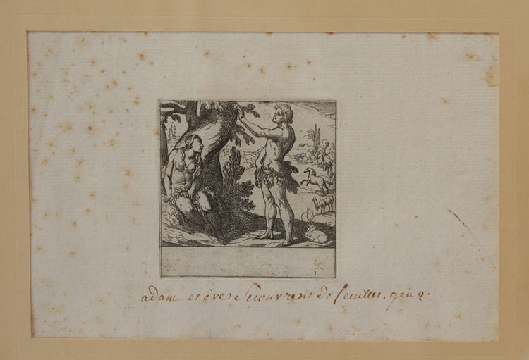 Gravure Adam et Eve, époque 18ème siècle