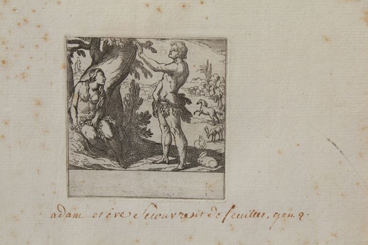 Gravure Adam et Eve, époque 18ème siècle