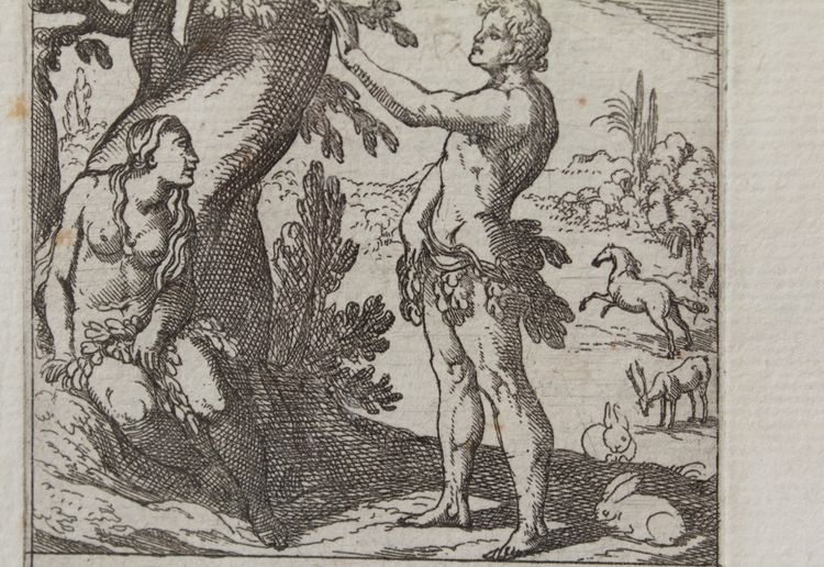 Gravure Adam et Eve, époque 18ème siècle