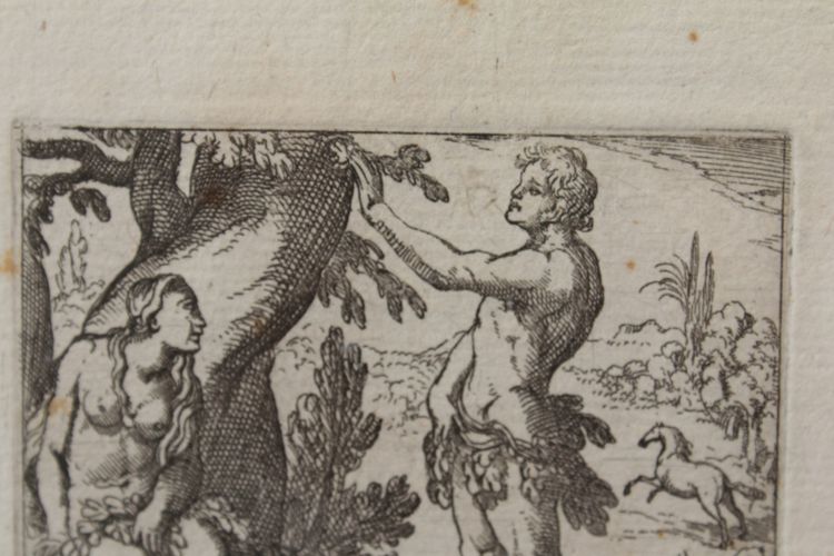 Gravure Adam et Eve, époque 18ème siècle