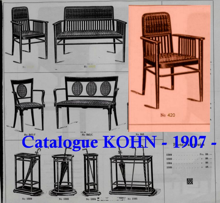 Fauteuil Sécession viennoise N° 420 de Kohn, production Thonet 1925