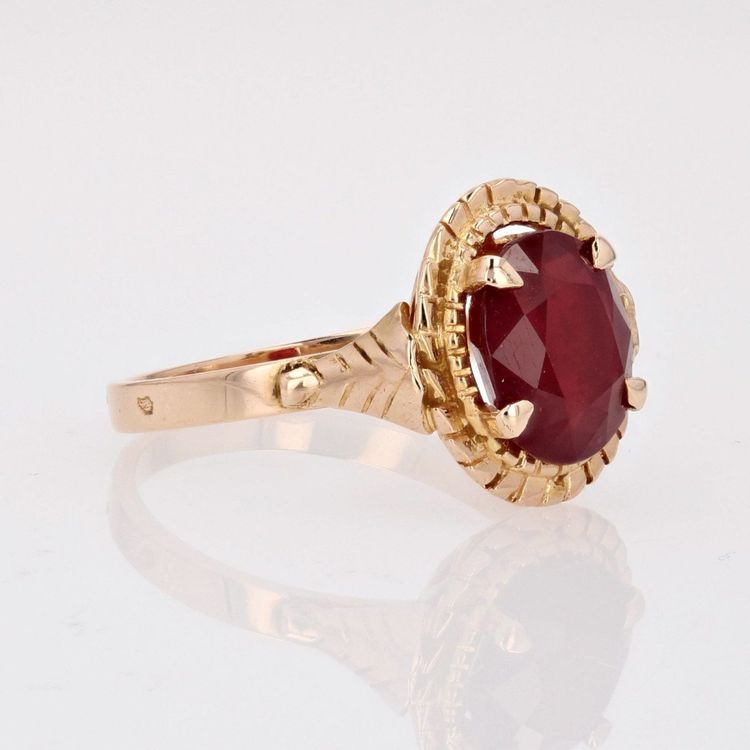 Bague Vintage Rubis Or Rose