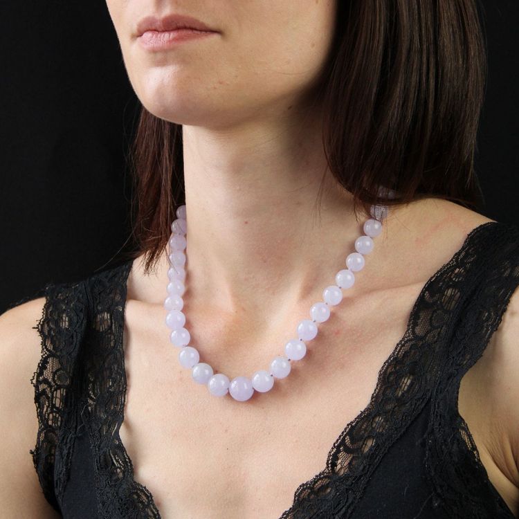 Collier De Perles De Jade Jadeite Parme