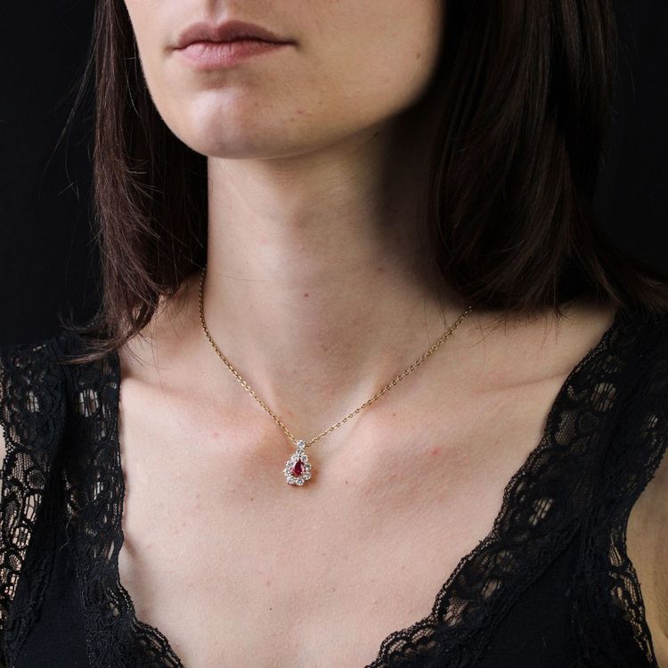 Pendentif Rubis Et Diamants