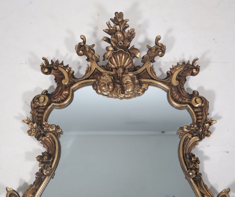Specchio italiano in legno dorato del 1900