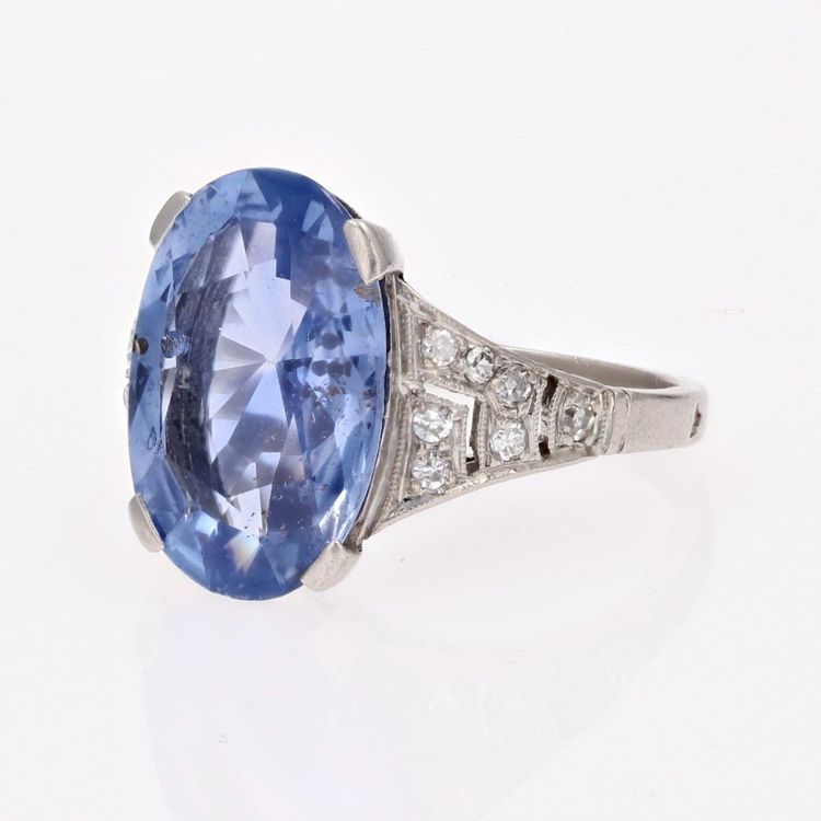 Art Deco Ceylon Saphir und Diamant Ring