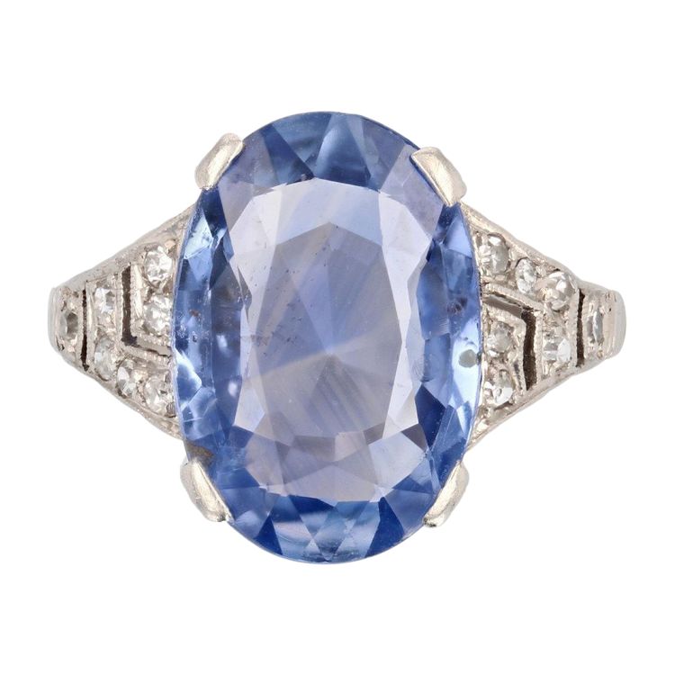 Art Deco Ceylon Sapphire And Diamond Ring