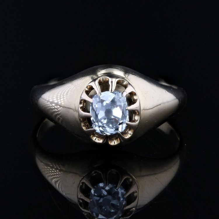 Antique Cushion Cut Diamond Bangle Ring