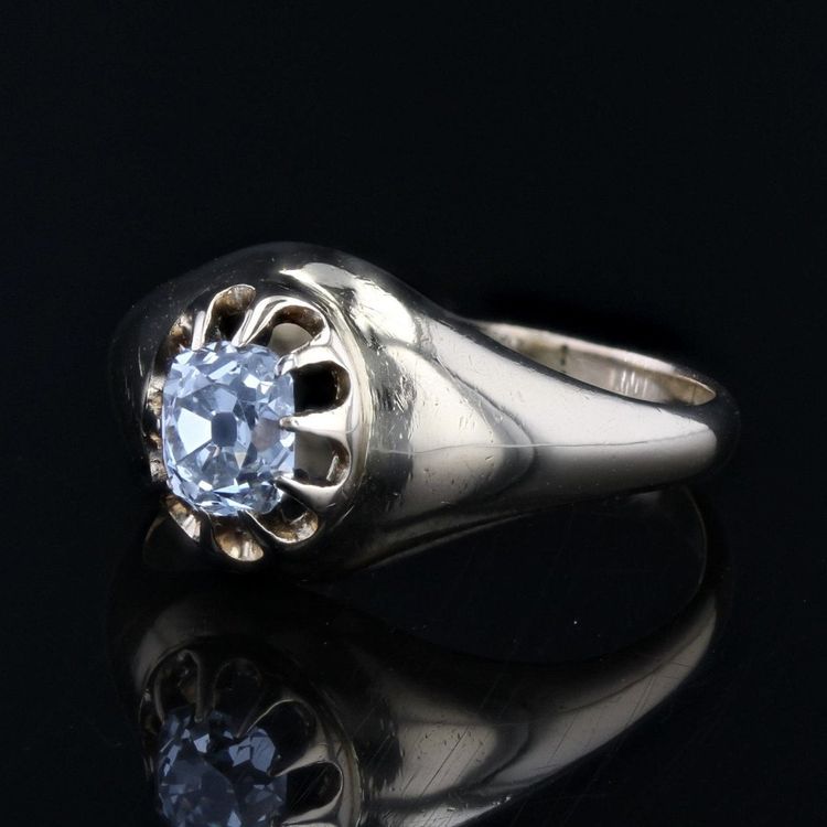 Antique Cushion Cut Diamond Bangle Ring