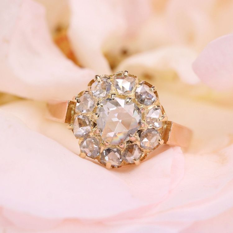 Antique Rose Cut Diamond Marguerite Ring