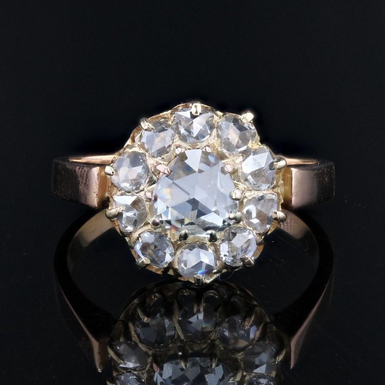 Antique Rose Cut Diamond Marguerite Ring