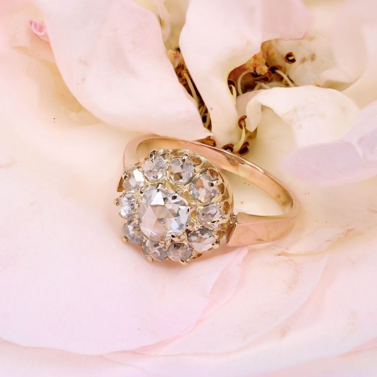 Antique Rose Cut Diamond Marguerite Ring