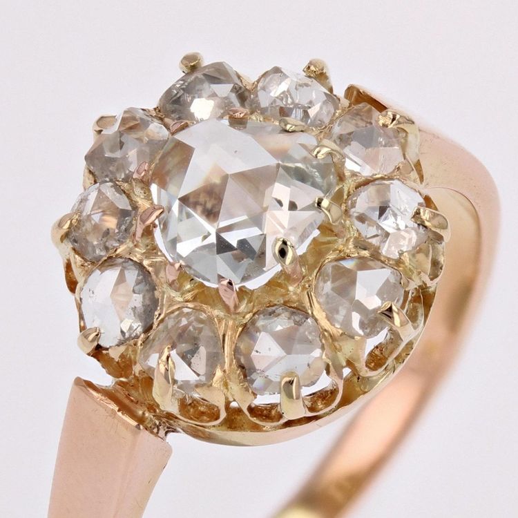 Antique Rose Cut Diamond Marguerite Ring