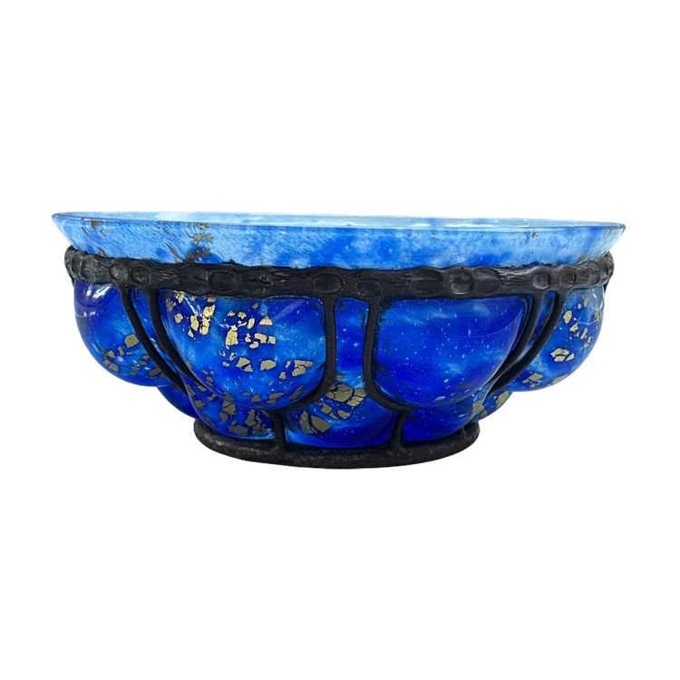 Coupe en verre marmoréen Daum et Majorelle - en l’état 