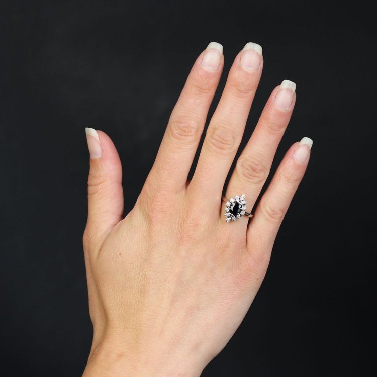 Marquise Sapphire Diamond Ring White Gold