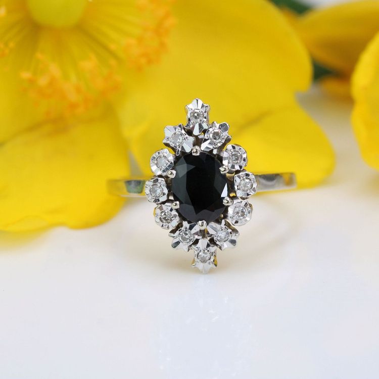 Marquise Sapphire Diamond Ring White Gold