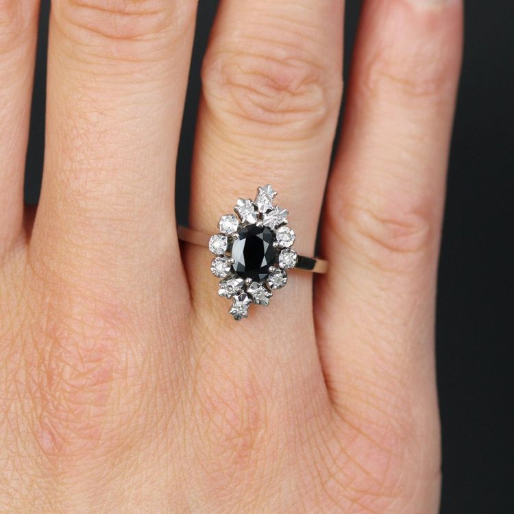 Marquise Sapphire Diamond Ring White Gold