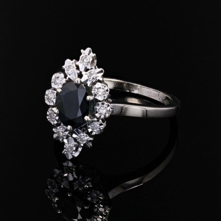 Marquise Sapphire Diamond Ring White Gold