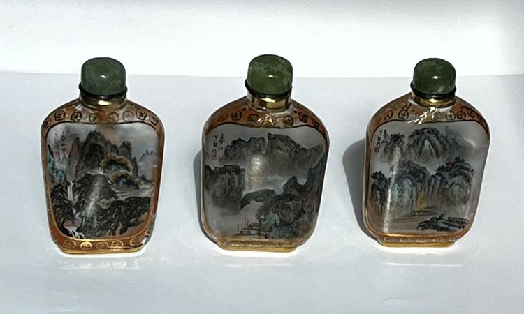 Hand-painted glass snuff bottles, China