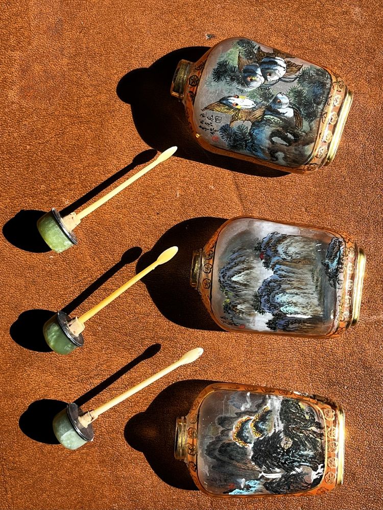 Hand-painted glass snuff bottles, China