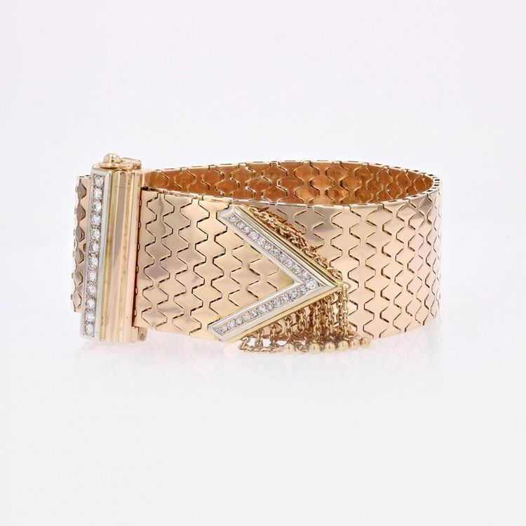 Bracciale con cintura in oro e diamanti retrò