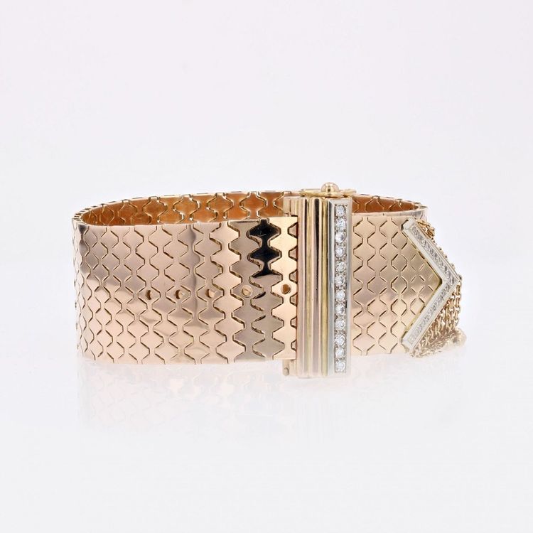 Bracciale con cintura in oro e diamanti retrò