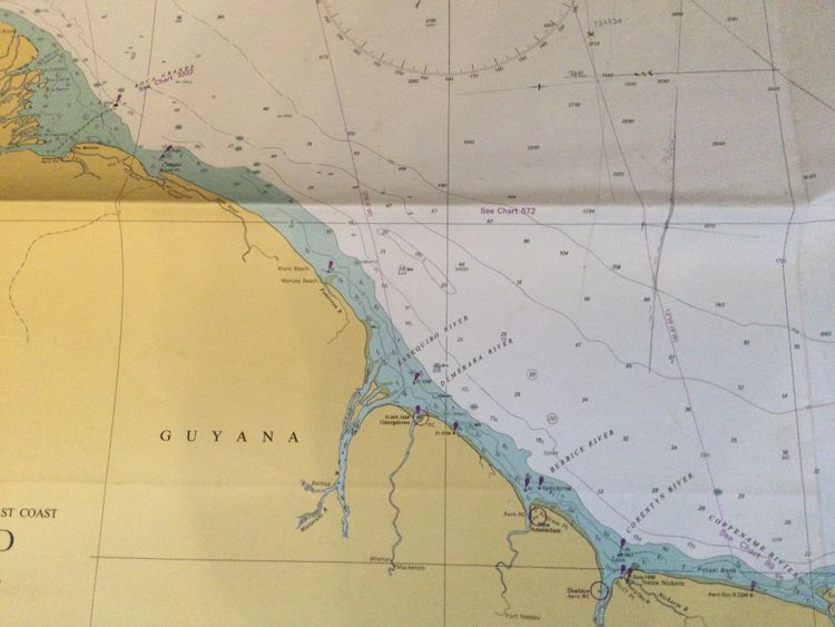 Carta nautica "da Trinidad a Cayenne"