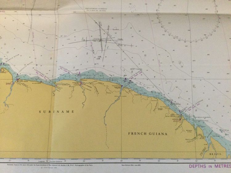 Carta nautica "da Trinidad a Cayenne"