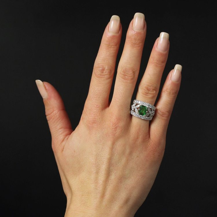 Bandring mit Tsavorit-Granat und Diamant