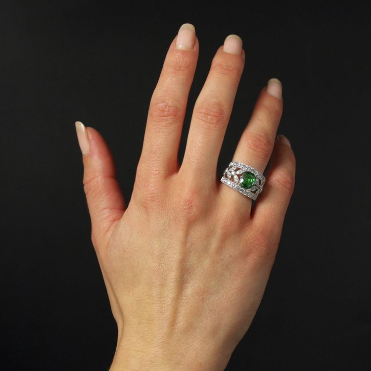 Bandring mit Tsavorit-Granat und Diamant