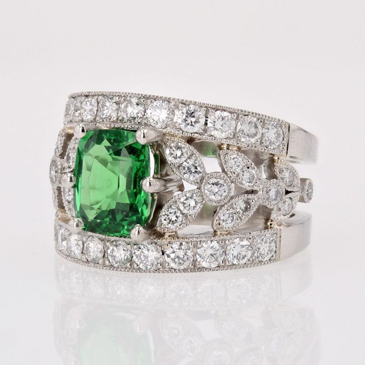Bandring mit Tsavorit-Granat und Diamant