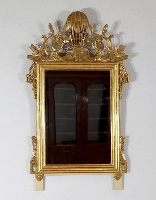  Gilded wood mirror with gold leaf Louis XVI - 2nd part XIXth century