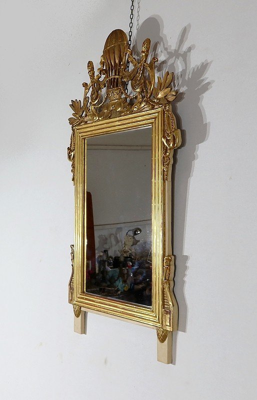  Gilded wood mirror with gold leaf Louis XVI - 2nd part XIXth century