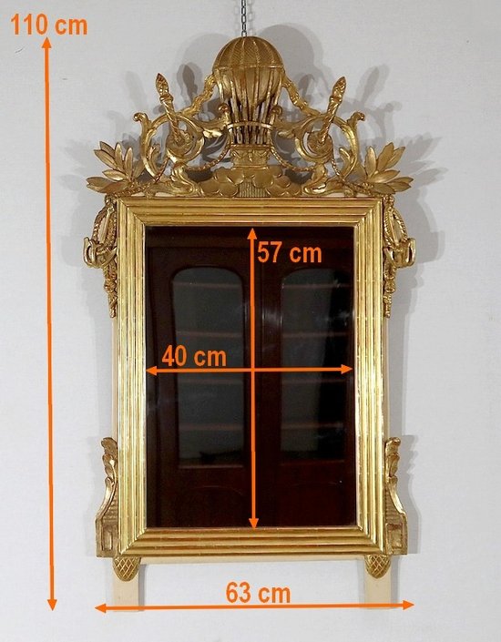  Gilded wood mirror with gold leaf Louis XVI - 2nd part XIXth century