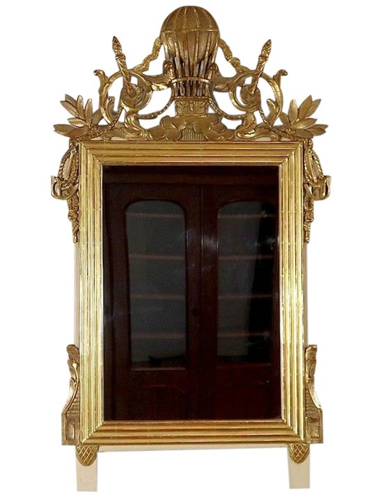  Gilded wood mirror with gold leaf Louis XVI - 2nd part XIXth century