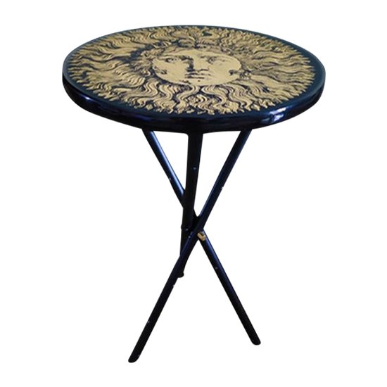 1970 Magnifique Table De Piero Fornasetti Représentant "Le Roi Soleil" (Louis XIV). Fabriqué en Italie