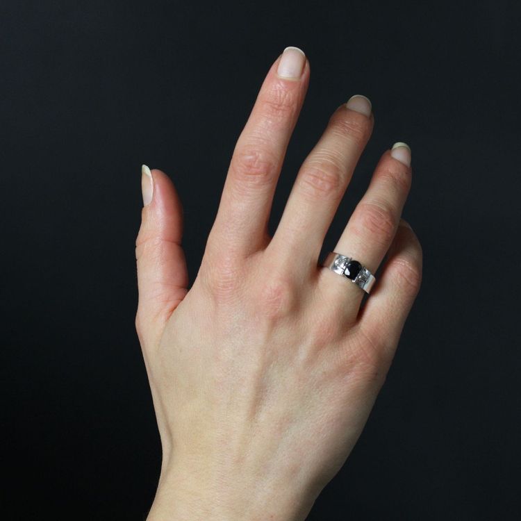 Bague Saphir Diamants Trapèze Or Blanc