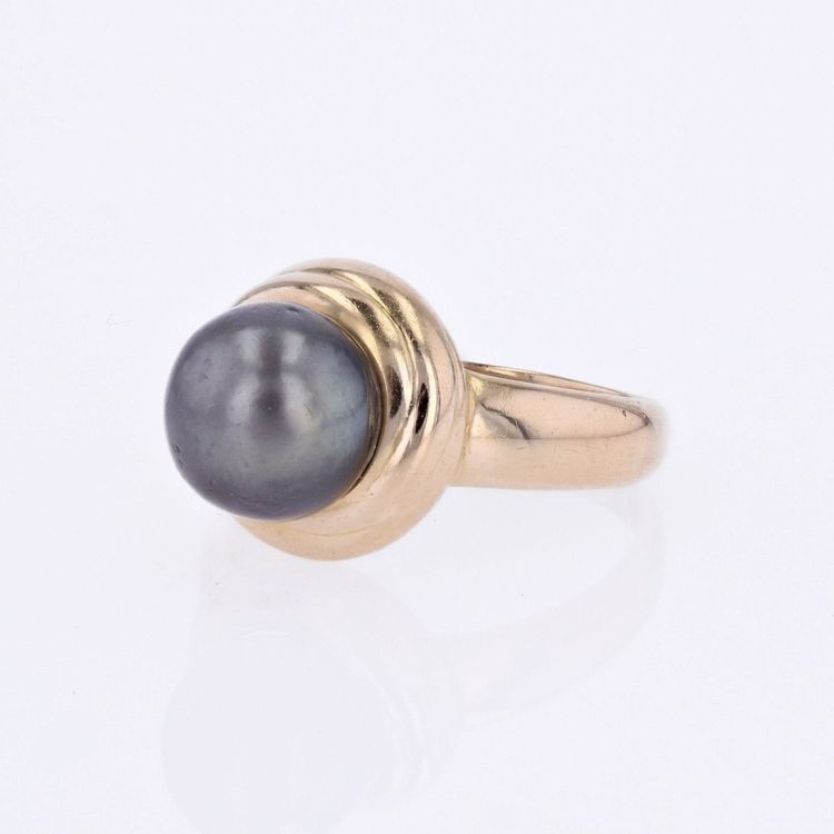Bague Perle Grise Et Or Jaune