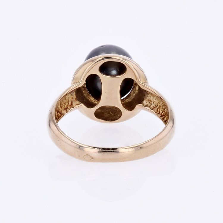 Bague Perle Grise Et Or Jaune