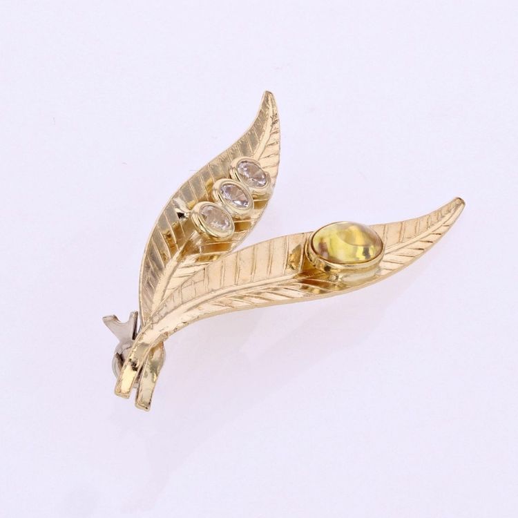 Doppelblatt-Goldbrosche