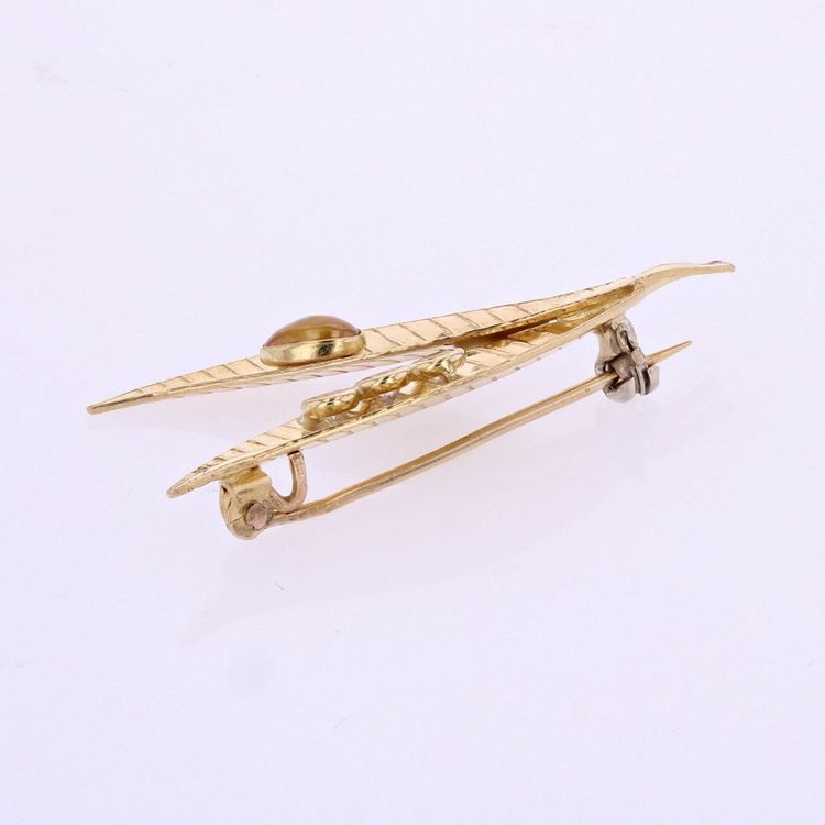 Doppelblatt-Goldbrosche
