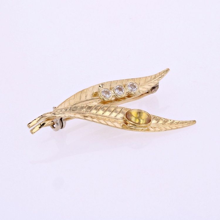 Doppelblatt-Goldbrosche