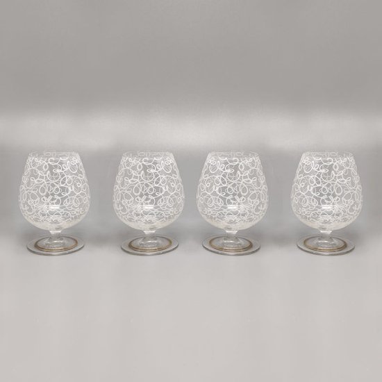 1960 Wunderschönes Cocktail-Shaker-Set mit vier Gläsern. Hergestellt in Italien