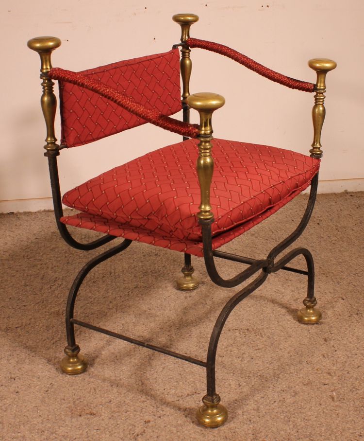 Fauteuil Curule En Fer Forgé Et Bronze