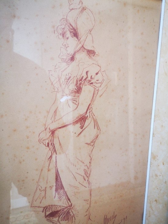 Drawing - Sanguine - Jules Chéret (1836-1932)