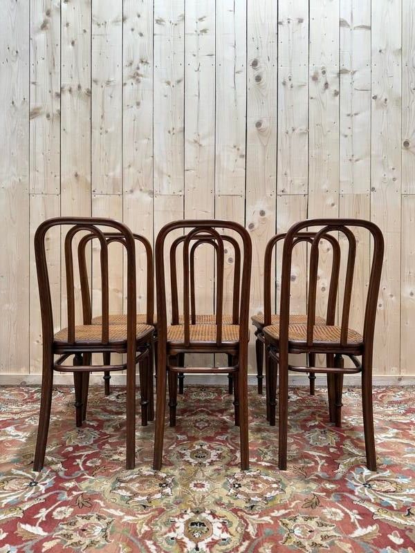 Set of 6 restored Thonet cane bistro chairs